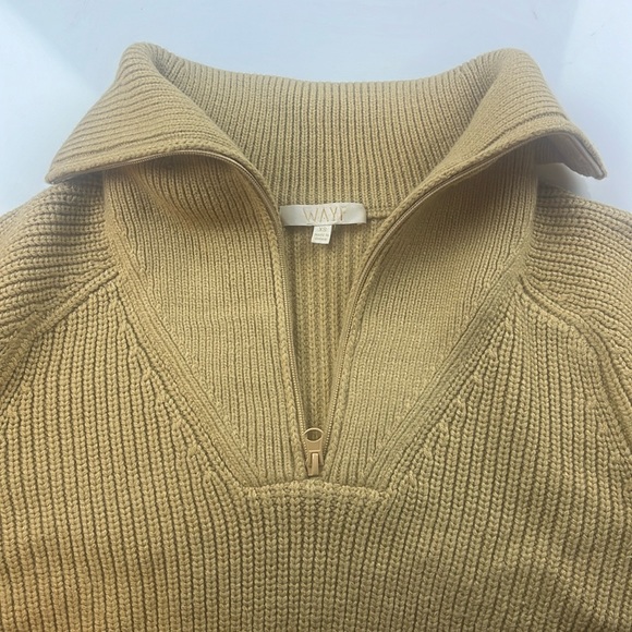 WAYF Nelle Ribbed Cropped Half Zip Sweater Top S117-40 - Picture 4 of 7